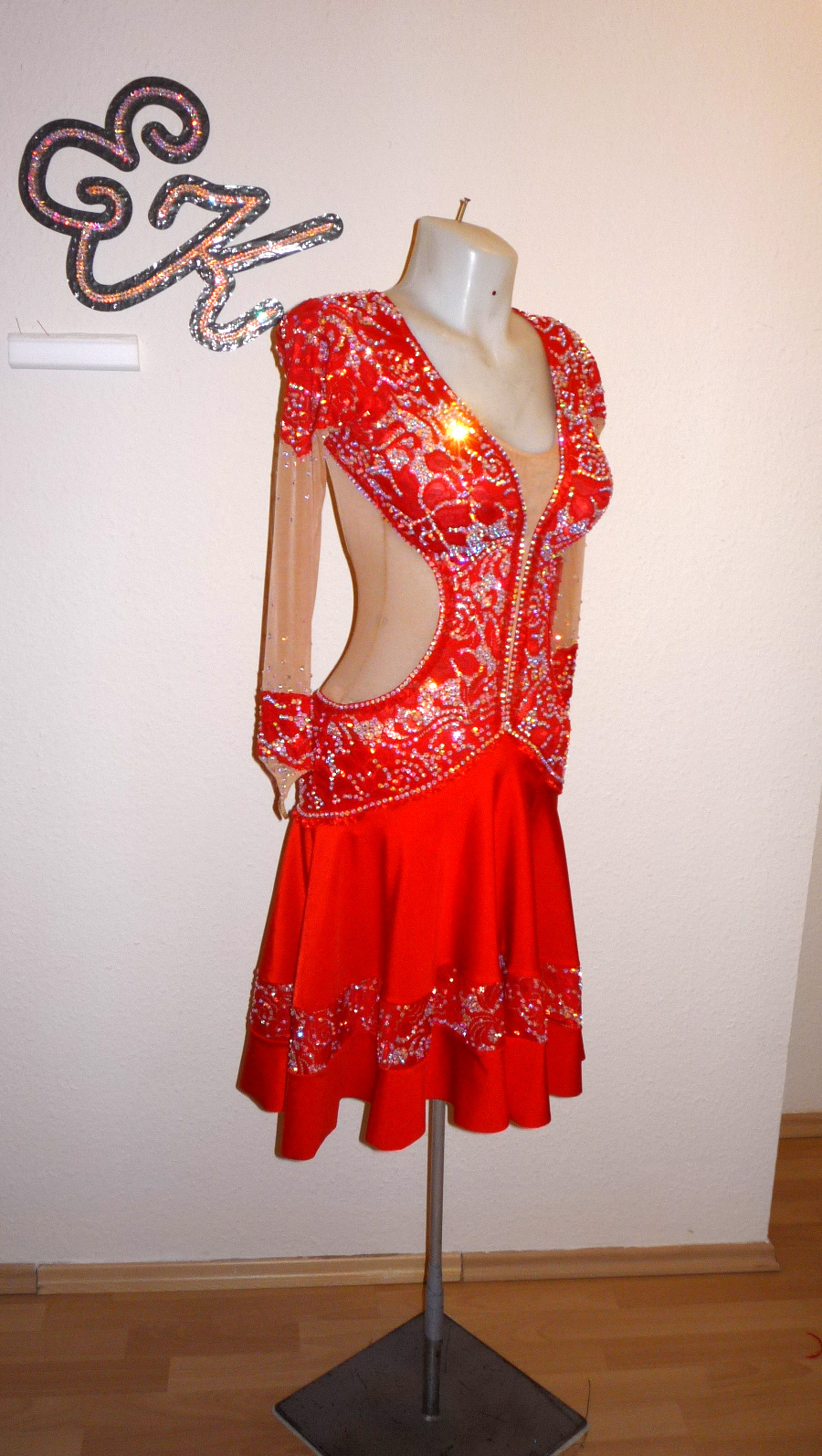 M707 Red Latin Dance Costume for sale - Dreamgown
