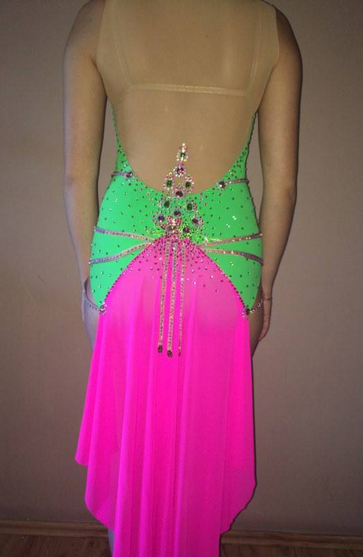 M641 Electric green Electric pink Latin Dance Dress for sale - Dreamgown