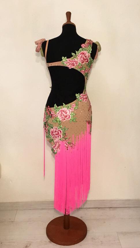 M710 Cappuccino Electric Pink Green Latin Dance Costume for sale ...