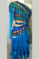 M792 Turquoise Jade New Latin Dance Dress by FATI for sale - Dreamgown