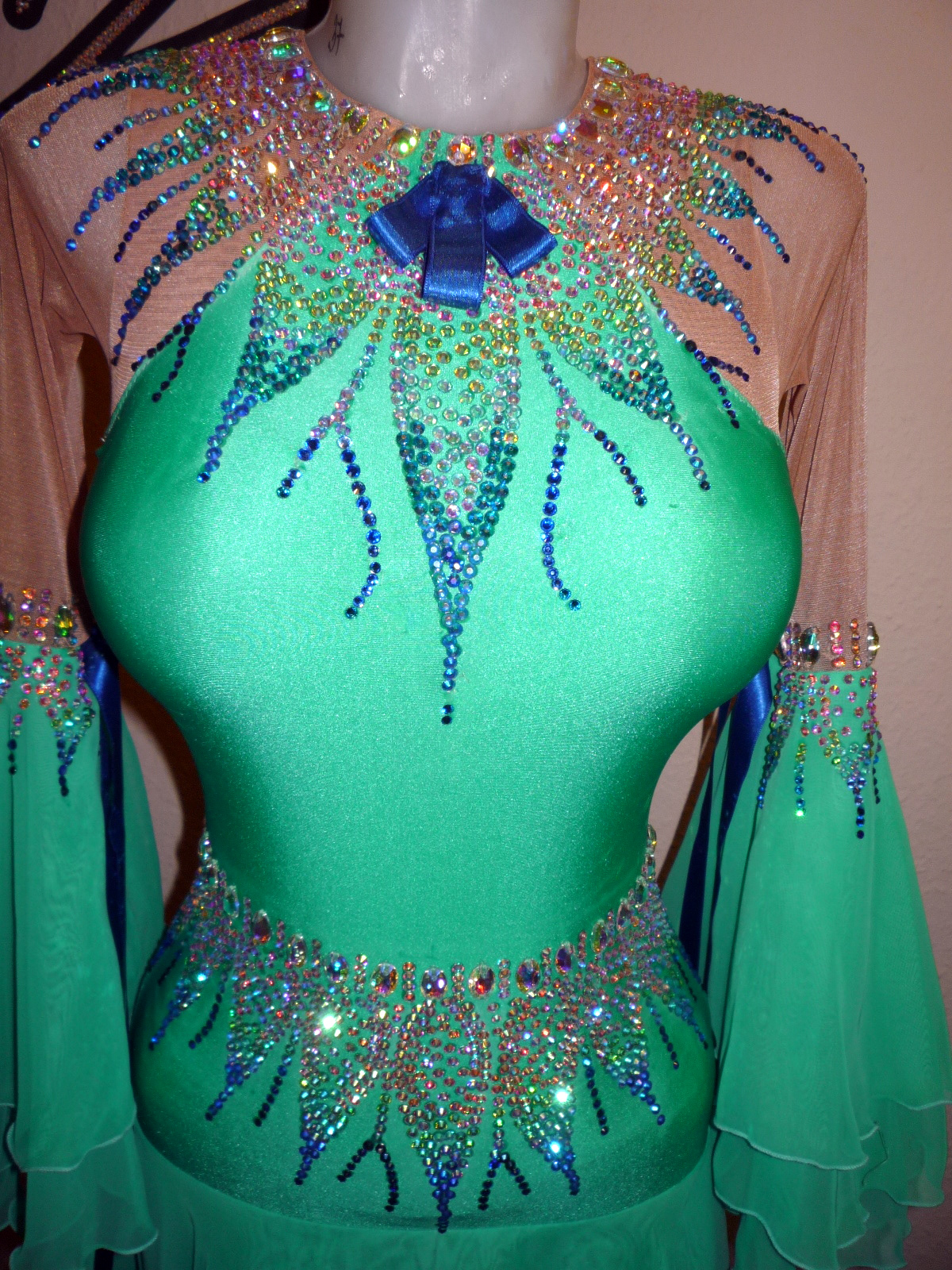 T115 Cool Aqua Standard Dance Costume for sale - Dreamgown
